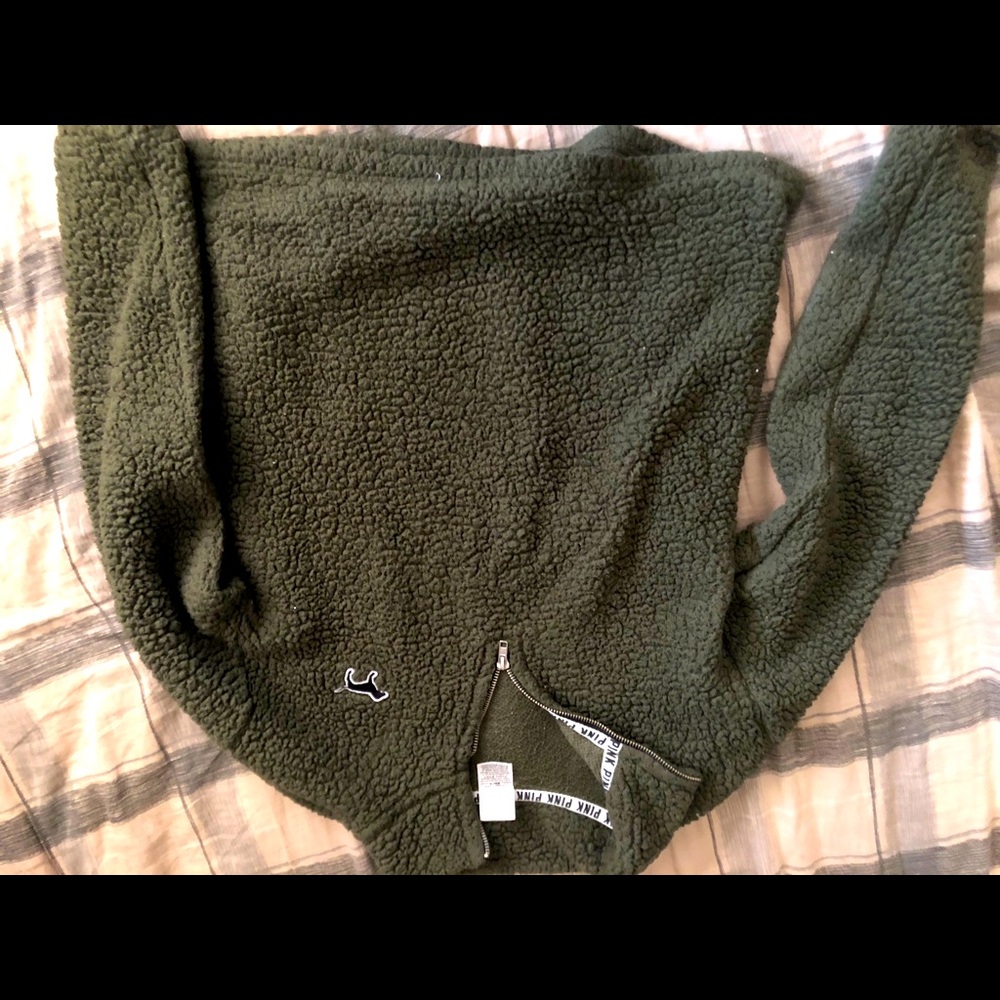 PINK emerald green Sherpa sweater